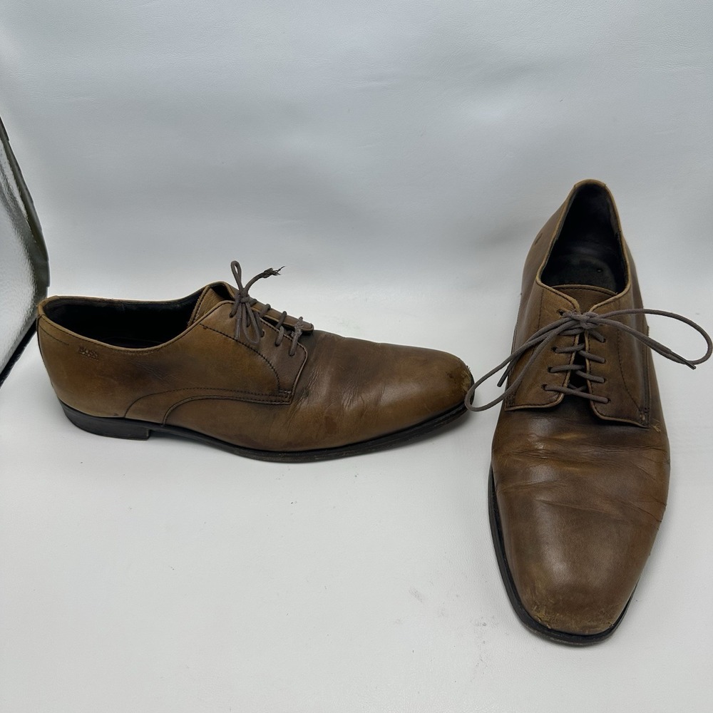 Hugo Boss Men's Brown Dress Shoes Size 9 US Derby Plain‎ Toe